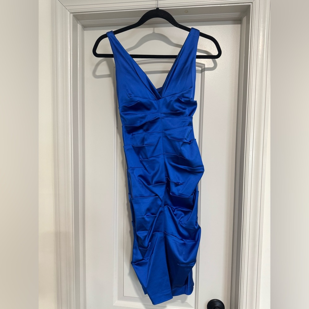 Blue pleated bodycon dress size 8